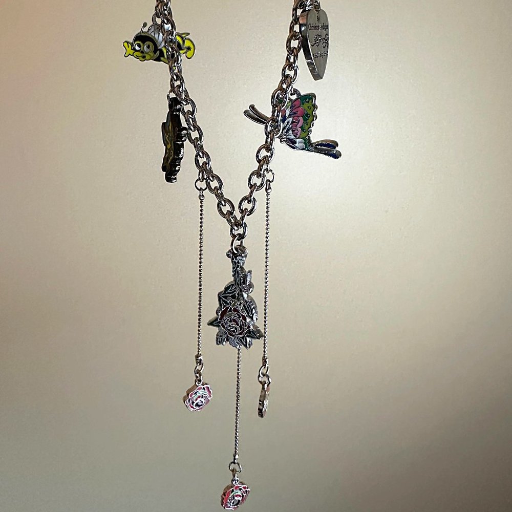 ED HARDY by Christian Audigier / VINTAGE Necklace / Triple Rose Drop Necklace - Picture 4 of 10